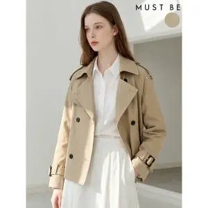 [하프클럽/머스트비]여성 견장 더블버튼 숏 트렌치 코트