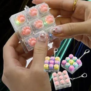 고양이발 led 키캡 키링 9구 딸깍이 키보드 키링