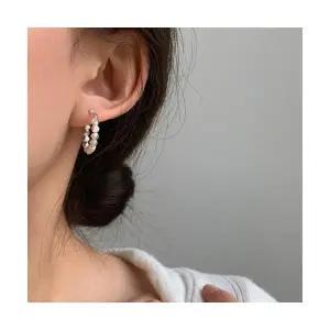 925 실버 스퀘어 볼 원터치 링 귀걸이