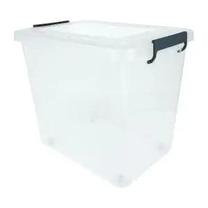 투명 리빙박스 특대형 65L 1P 손잡이블랙 444x462x392mm 스페이스에디터