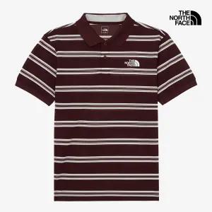[매장판] 노스페이스 남성 쿨맥스 라인 반팔 폴로 스트라이프 티셔츠 와인 NT7PR13C