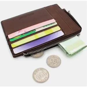 지퍼타입 천연소가죽 카드 동전 지갑 남성 남자 여자