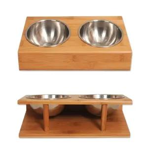 소화잘되는각도 편안한식사 원목식기 소형견을 밥그릇 애완견 애묘