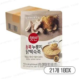 햇반 파우치죽 듬뿍 누룽지닭백숙죽 420g 21개(1박스)