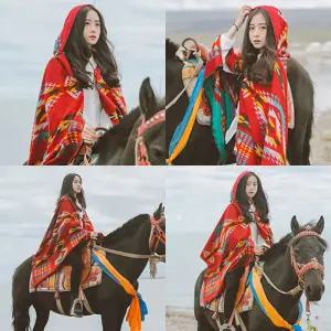 몽골판초 여행 패션 망토 보헤미안 후드담요 몽고판초 몽골판초 후드담요 캠핑담요 숄 망토