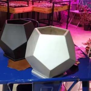 모던 수지 오각 실버 30x31cm 화분옹기 수공예 감성 토기 도기 흙화분 주물럭 예쁜