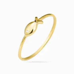 14K 볼륨 물고기 큐빅 반지