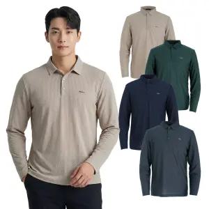 여름 남성 엠보 카라 긴팔 티셔츠 등산 티 기능성 작업복 상의 시어서커 453