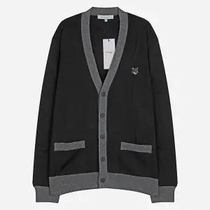 [메종키츠네] 볼드 폭스 헤드 바이컬러 블랙 가디건 127466411