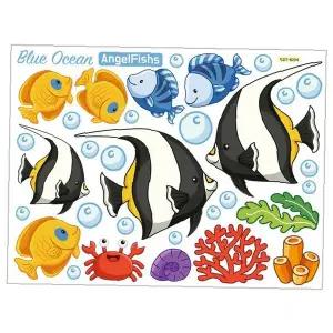 어린이 공간 엔젤피쉬 산호 해초 벽면 장식 스티커 욕실 타일 꾸미기 방수 접착