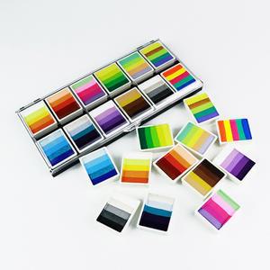 레인보우펜슬 바디 아트 파스텔 네온 UV 컬러 무지개 분할 케이크 페이스 페인트 팔레트 할로윈 크리스마스 12