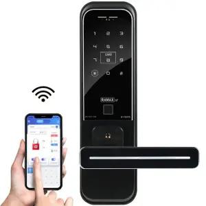 [라맥스]도어락 IoT 스마트도어락 무타공 주키 지문인식 원격제어 임시비밀번호 비상열쇠 현관문