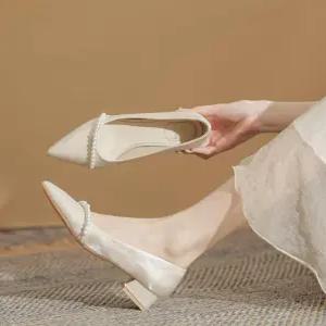 씨플  세리티 2cm 결혼식 진주 새틴 통굽 웨딩 구두 1color