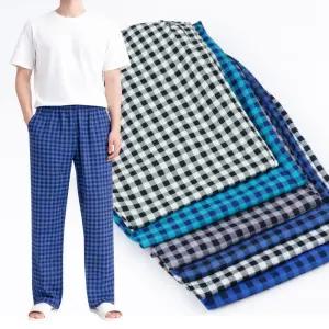 고급 인조 인견 엠보 잠옷바지 주머니있는 체크 파자마 바지 커플 남자 여자 홈웨어 9부 7부 5부