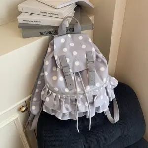 도트 프릴 캉캉 백팩 플랩 배낭 밸트 패브릭 여성