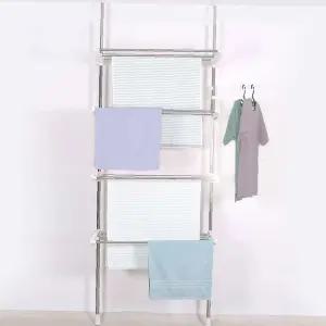 가정 다용도빨래수건건조 다용도걸이빨래건조대 4단고정식선반 걸이 선반 고정식 4단 실내
