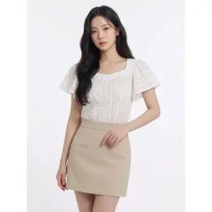 [하프클럽/에고이스트]러플 소매 크롭 블라우스 화이트 EP2WB562