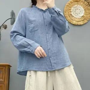 잔체크 프릴 셔츠 남방 마담 미시 중년 여성 빅사이즈 40대 50대