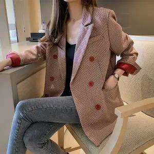 어나더블 쿠피 체크 자켓