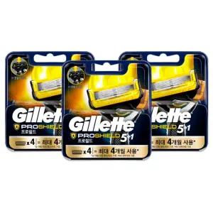 질레트 프로쉴드 질레트면도날 옐로우면도날 4입 3개