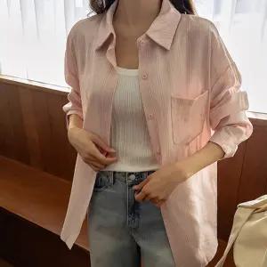 여리핏 라이트 세로줄 셔츠