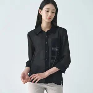 [지센] 여성 시쓰루 모노 중기장 블라우스 LFWSO601_BK