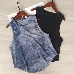 여성용 타이다이 퀵드라이 루즈핏 민소매 스포츠 베스트 통기성 야외 러닝 트레이닝 피트니스 요가 커버업