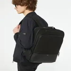 헤지스 [선물BEST 포장 + 쇼핑백]블랙 가죽배색 나일론 남자 백팩 HAZZYS 정장 회사 여행 면접 남성 데일리 가방