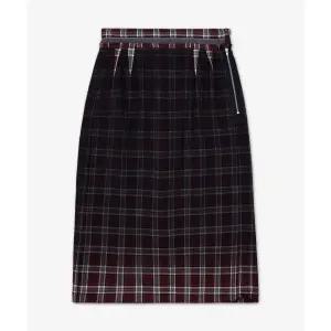 [메종마르지엘라] 체크 미디 스커트 버건디 화이트 153255359