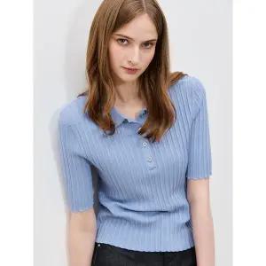 [하프클럽/]골지 반버튼 칼라 슬림 니트 (택가격 118000원)