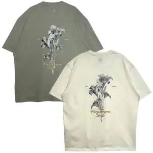 [우영미] 아이보리 플라워 반팔 티셔츠 150349596