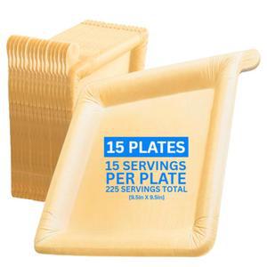 필 플레이트 [15팩] 총 225인분 - 대형 9.5인치 X 다목적 재사용 종이 접시 가정용 또는 이동 중 식사 시간 및 간식 시간에 낭비되는 폐기물 90% 감소 필러블 디너웨어 [PEELWARE] 15 카운트
