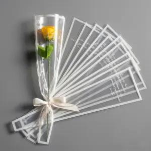 화이트 레터링 프레임 한송이 꽃포장봉투 50P 꽃다발 포장 재료 OPP 비닐 꽃자재 플라워 꽃집 도매 대량