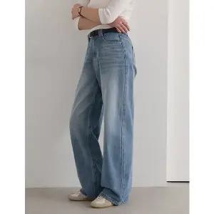 [공구우먼] [제작] 그라운미 워싱 뒷밴딩 와이드 데님 팬츠 86571 빅사이즈 여성의류