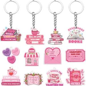 톤디아모 60개 발렌타인데이 열쇠고리 선물 북키시 러브 하트 독서 북클럽 용품 로맨스 책 애호가 액세서리