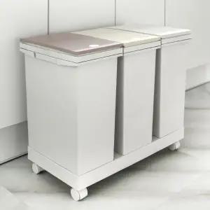 BS 이동식 가정용 3단 분리수거함 재활용 쓰레기 다용도