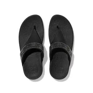 [아웃도어스/핏플랍]올블랙 비즈장식 레더 슬리퍼 FFSO2E313BB