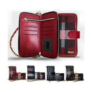 갤럭시S24플러스 (S926) 모건 체크 지퍼 다이어리 케이스 스트랩 카드 지갑