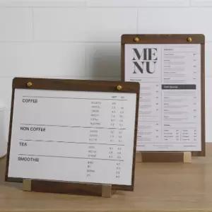 다플  카페 매장 카운터 월넛 우드 스탠드 A4 메뉴판 클립보드