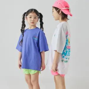 등교룩 등원룩 뒤나염 루즈핏 티셔츠 초등 중등 남아 여아 아동 유아 주니어 웨이브 반팔 티