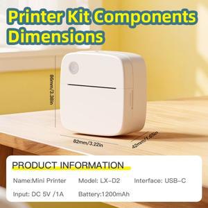 미니 휴대용 무선 라벨 프린터 DOLEWA D2 기능, 감열 스티커 제작기, 팁, 학습 마킹