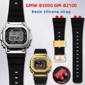 호환  GMW B5000 실리콘 시계 밴드 카시오 G-SHOCK GMW-B5000 GM-B2100 스트랩 스포츠 방수 블랙 고무 교체