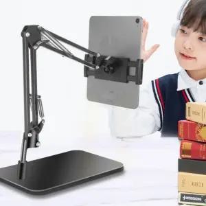 자바라 거치대 스마트폰 태블릿 탁상 목보호 각도 높이 조절 클램프 책상 암