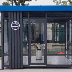 야외 이동식 흡연실 2 맞춤형 흡연부스 휴게소 공장 3x2.6m 휴게실 다크그레이 x