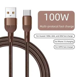 100W USB C 케이블 고속 충전 데이터 케이블 타입 C 아이폰 15 16 17 프로 맥스 샤오미 휴대폰 충전기 와이