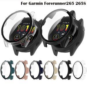 Garmin Forerunner 265 화면 보호기 커버 쉘 + 강화 유리 필름 액세서리 용 전체 케이스