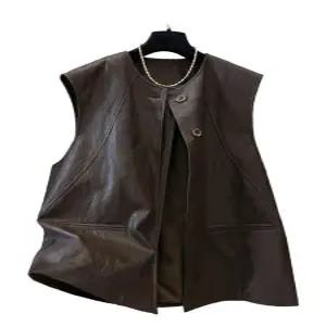 가죽베스트 민소매 봄 레이어드 가을 가죽 여성용 조끼 데일리