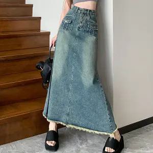 어나더블 버너스 데님 롱스커트