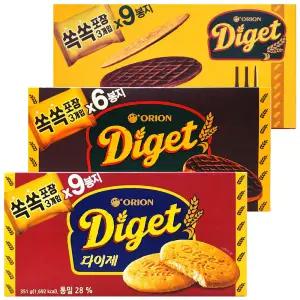 (24봉입) 다이제 오리지널+초코+씬 915g 다이제스티브 집 학교 돌봄교실 탕비실 간식
