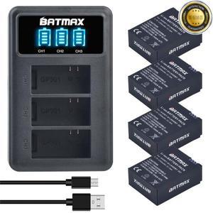 고프로 히어로 3 카메라 배터리 교체 및 LED 듀얼 USB 충전기 1250mAh 4 개